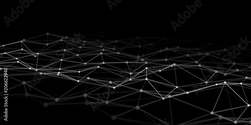 Abstract technology background with connecting dots and lines. Low poly shape.