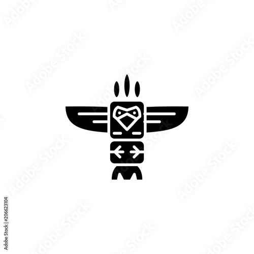 Totem black icon concept. Totem flat  vector symbol, sign, illustration.