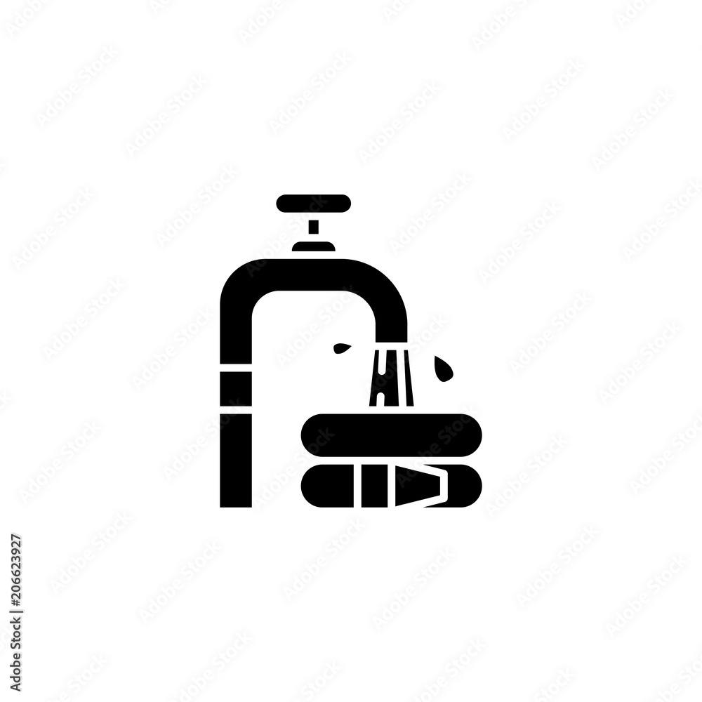 Water tap black icon concept. Water tap flat vector symbol, sign, illustration. Water tap black icon concept. Water tap flat vector symbol, sign, illustration.