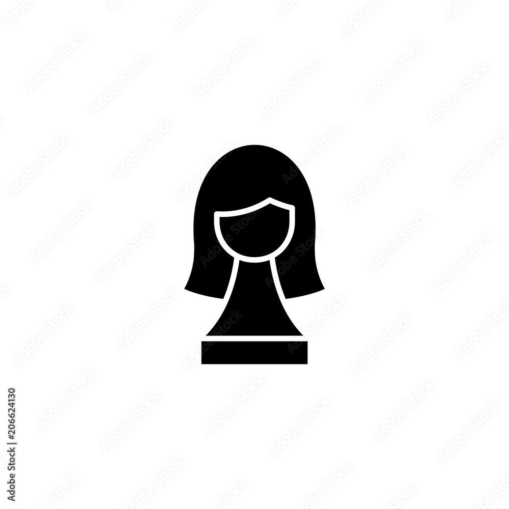 Wig black icon concept. Wig flat vector symbol, sign, illustration. Wig black icon concept. Wig flat vector symbol, sign, illustration.