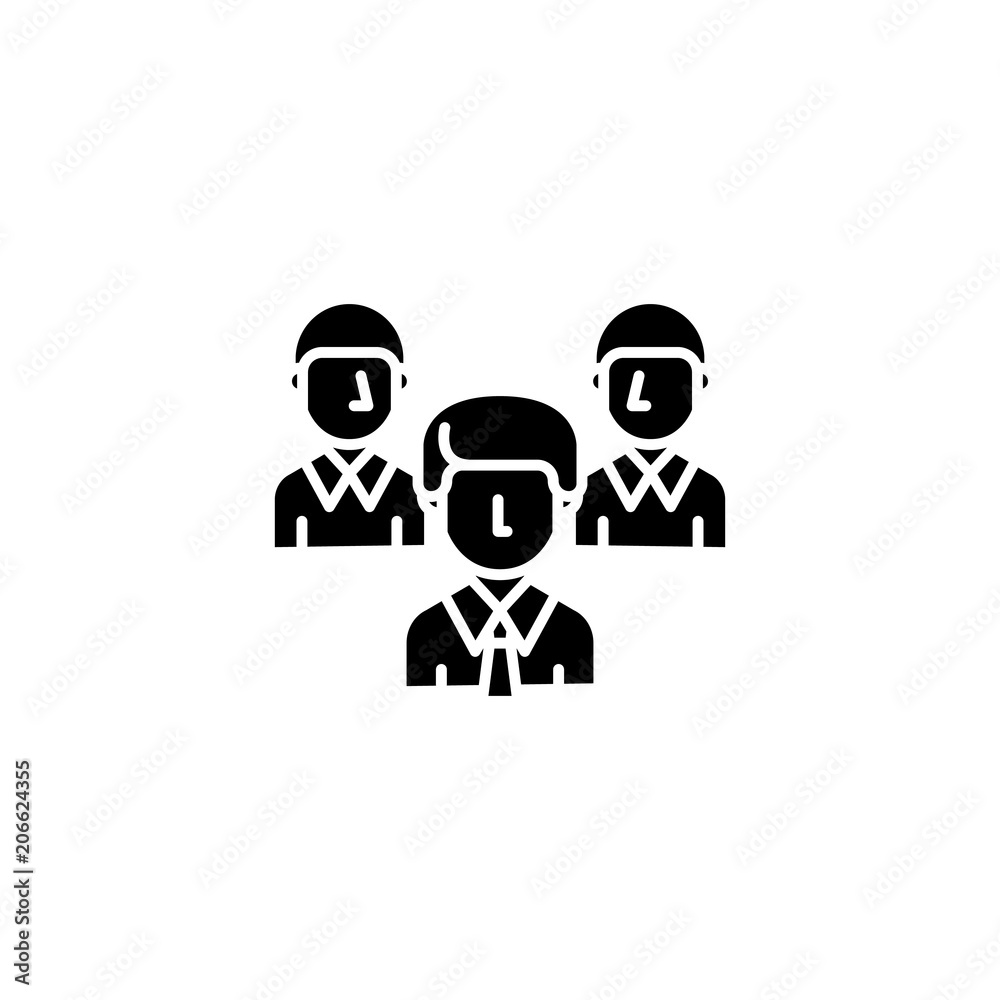 Work team company black icon concept. Work team company flat vector symbol, sign, illustration. Work team company black icon concept. Work team company flat vector symbol, sign, illustration.