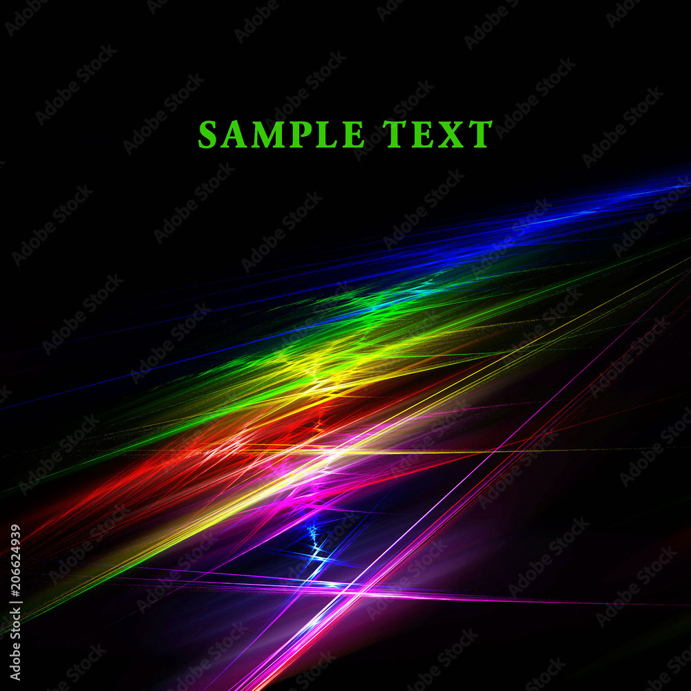 Abstract rainbow fractal on black background