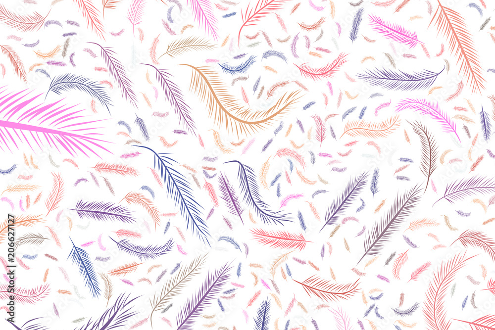 Abstract feather illustrations background. Template, messy, sketch & effect.