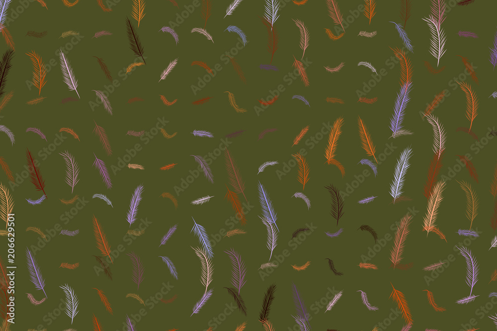 Illustrations of feather. Hand-drawn, line, nature & messy.