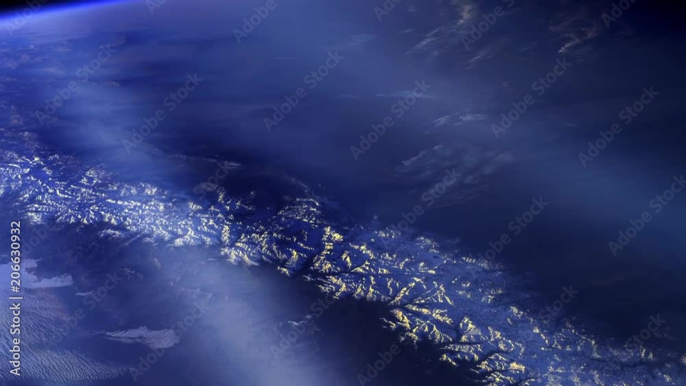 The Andes From Space. Blue Tone. Elements of this image furnished by NASA.