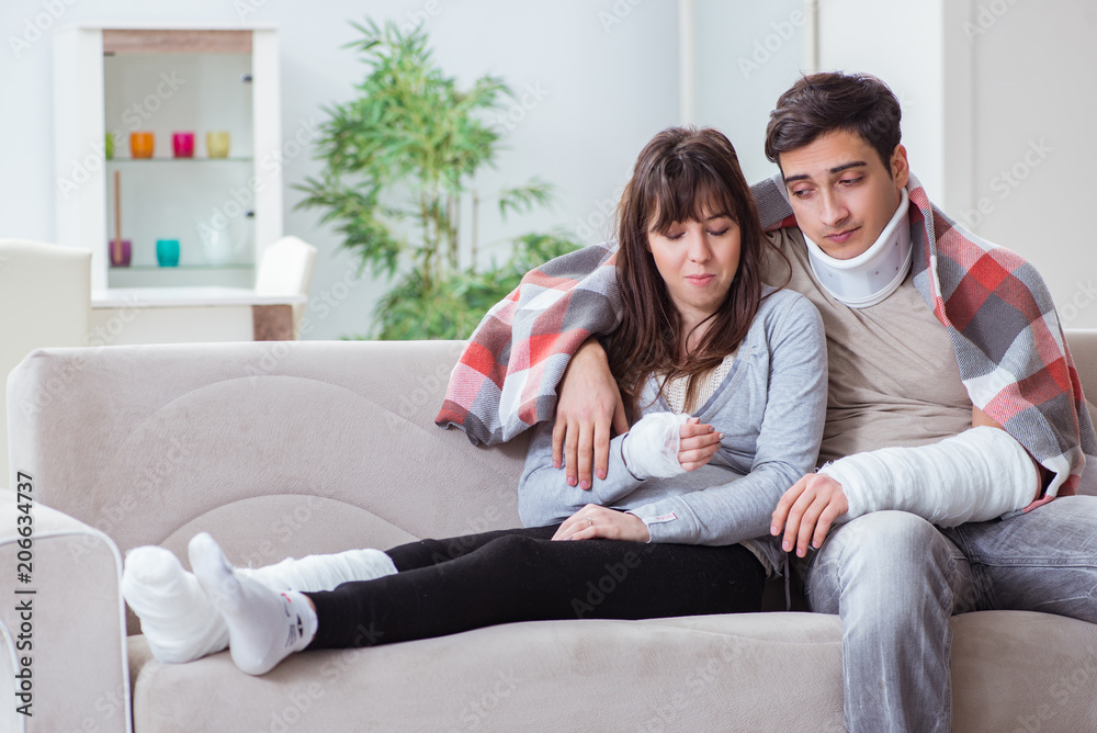 Injured family of wife and husband recovering at home Injured family of wife and husband recovering at home