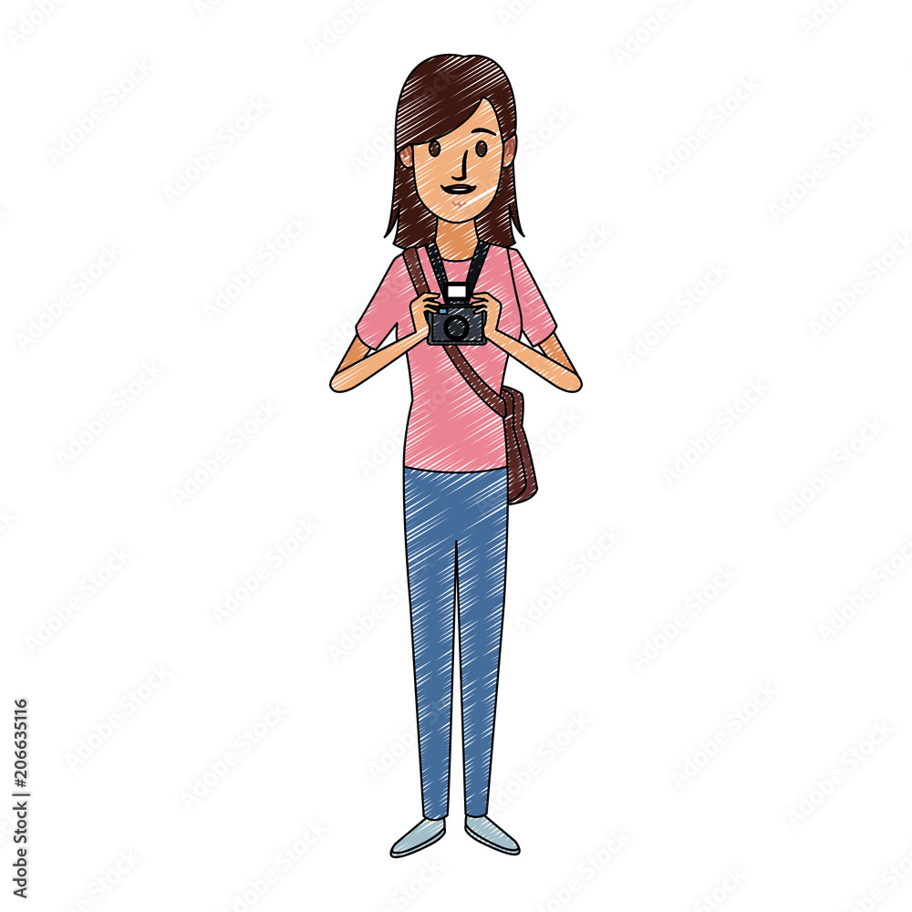 Woman photographer cartoon vector illustration graphic design Woman photographer cartoon vector illustration graphic design