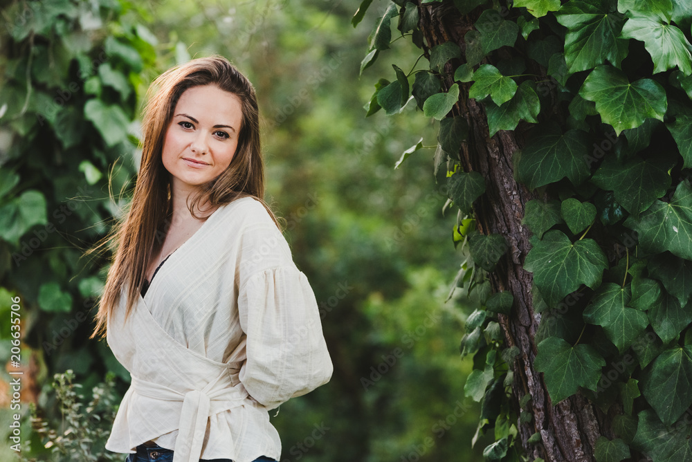 Pretty young girl without posing naturally in nature Pretty young girl without posing naturally in nature