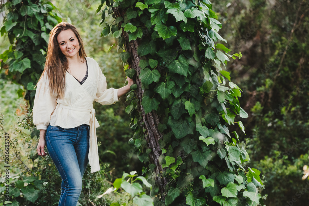 Pretty young girl without posing naturally in nature Pretty young girl without posing naturally in nature