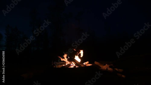Flames Dancing on a Campsite Fire