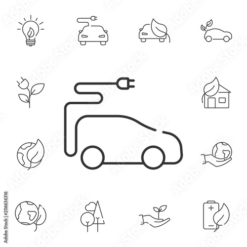 Line electric car icon. Simple element illustration. Line electric car symbol design from Ecology collection set. Can be used in web and mobile