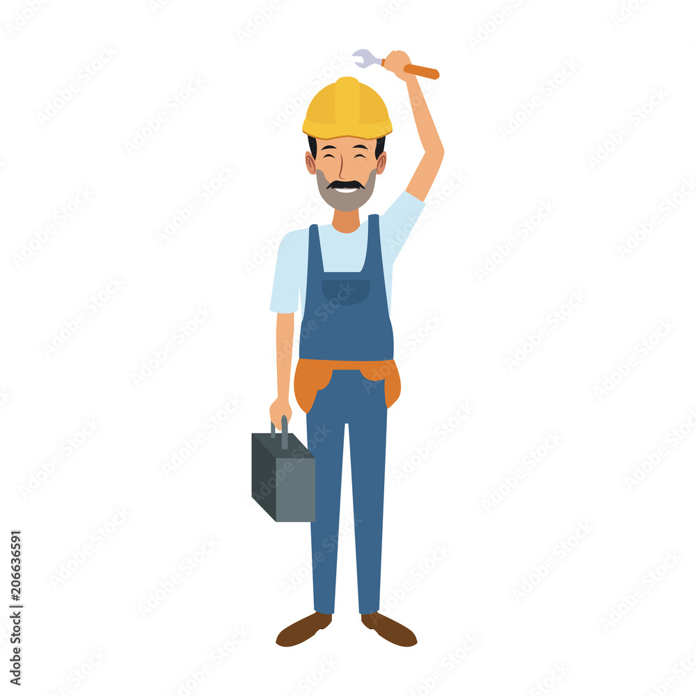 Construction worker cartoon vector illustration graphic design