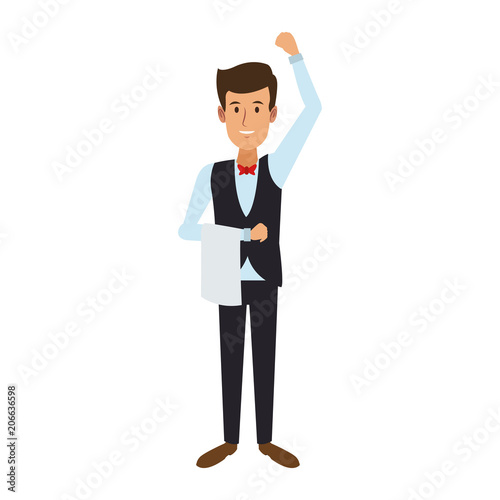 Elegant male waiter vector illustration graphic design