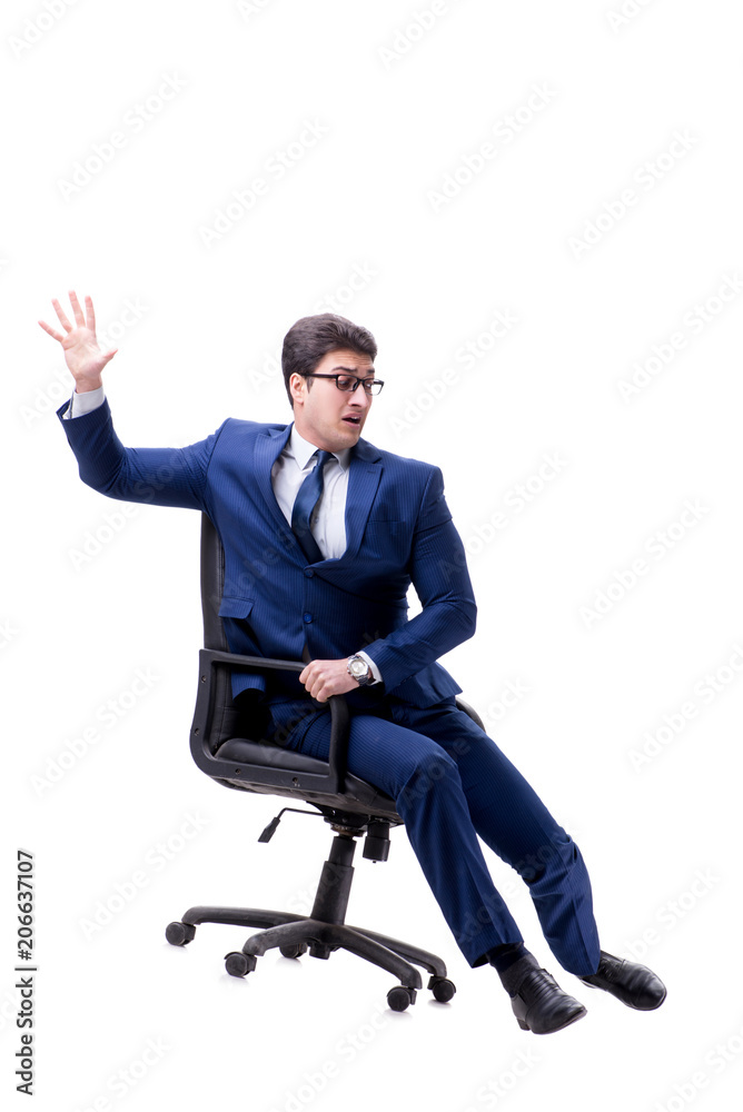 Businessman sitting on office chair isolated on white Businessman sitting on office chair isolated on white