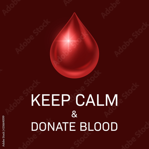 World blood donor day poster. Realistic blood drop. Vector Illustration
