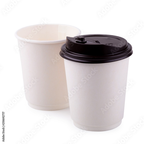 Takeaway White paper coffee cup isolated on a white background