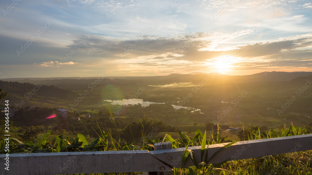 sun morning and mountain nature background