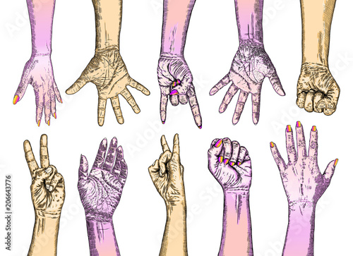 Man vs woman, confrontation and competition concept. Gender inequality. Fight against stereotypes. Ink art. Vector.