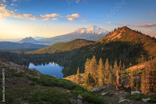 Amazing View of Mount Shasta with Valley Below photo