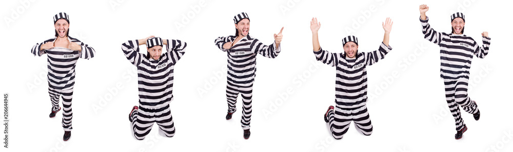 Prison inmate isolated on the white background Prison inmate isolated on the white background