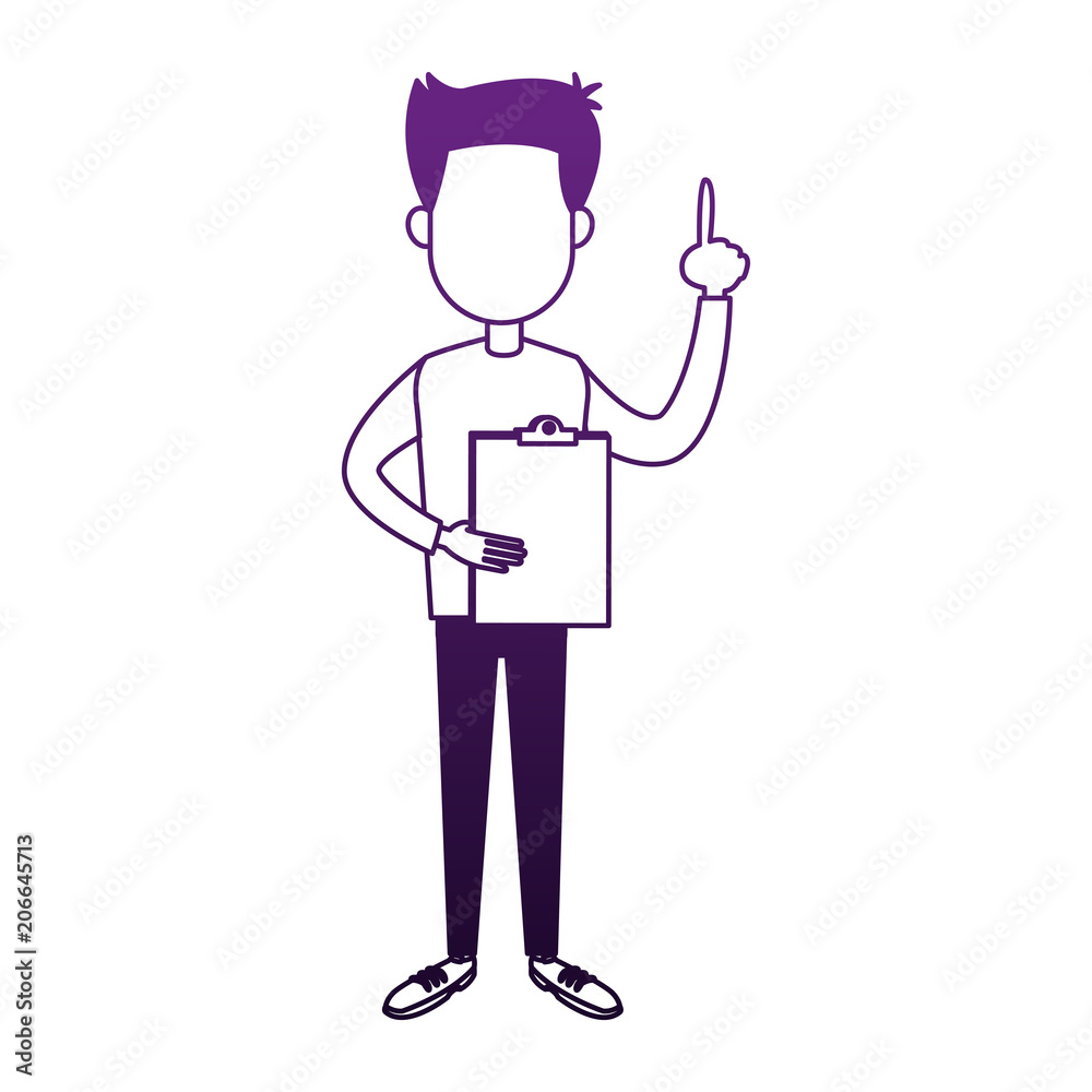 Man with clipboard vector illustration graphic design