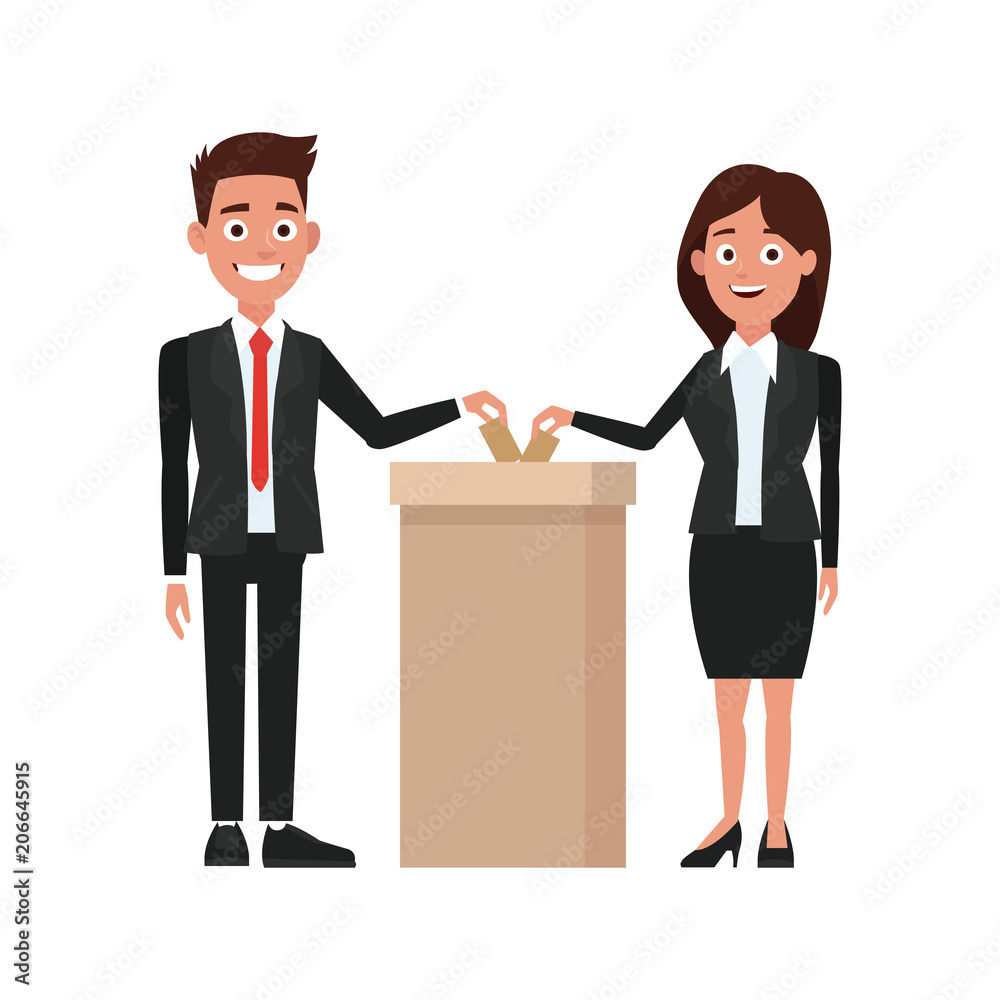 Fototapeta premium Politicians voting cartoon vector illustration graphic design