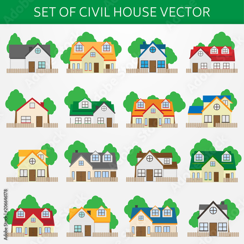 set of simple civil house vector 