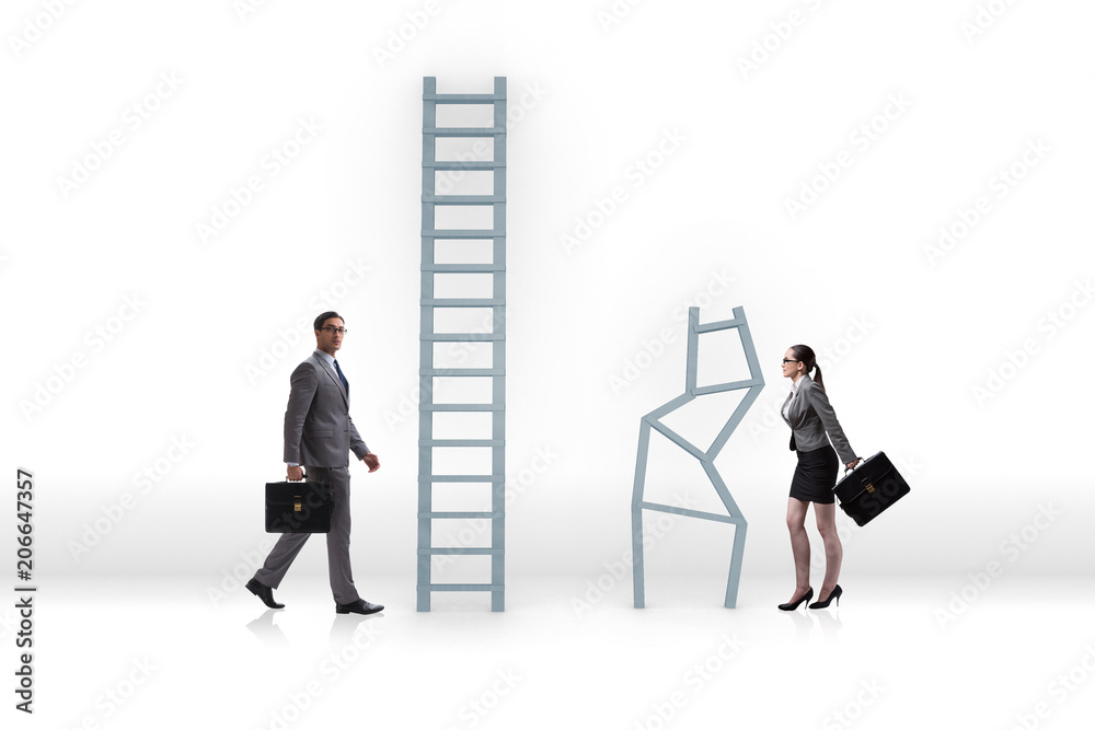 Fototapeta premium Concept of inequal career opportunities between man woman