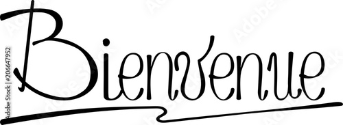 Bienvenue Welcome In French Cursive Lettering Quote Inscription For Your Design Black On White Stock Vector Adobe Stock