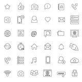 set of social media icon whit thin line and simple style use for web and pictogram presentation asset, editable stroke