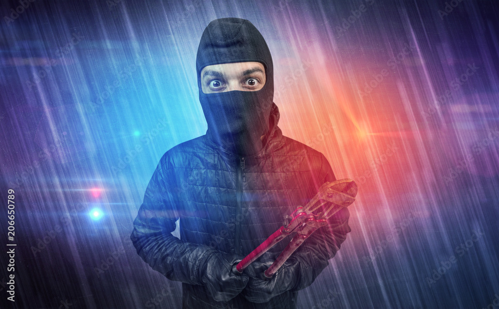 Burglar in action with colorful concept. Burglar in action with colorful concept.