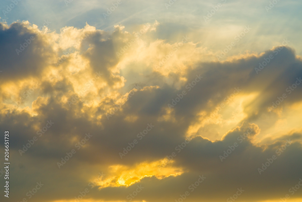 Colorful sunset sky with cloud