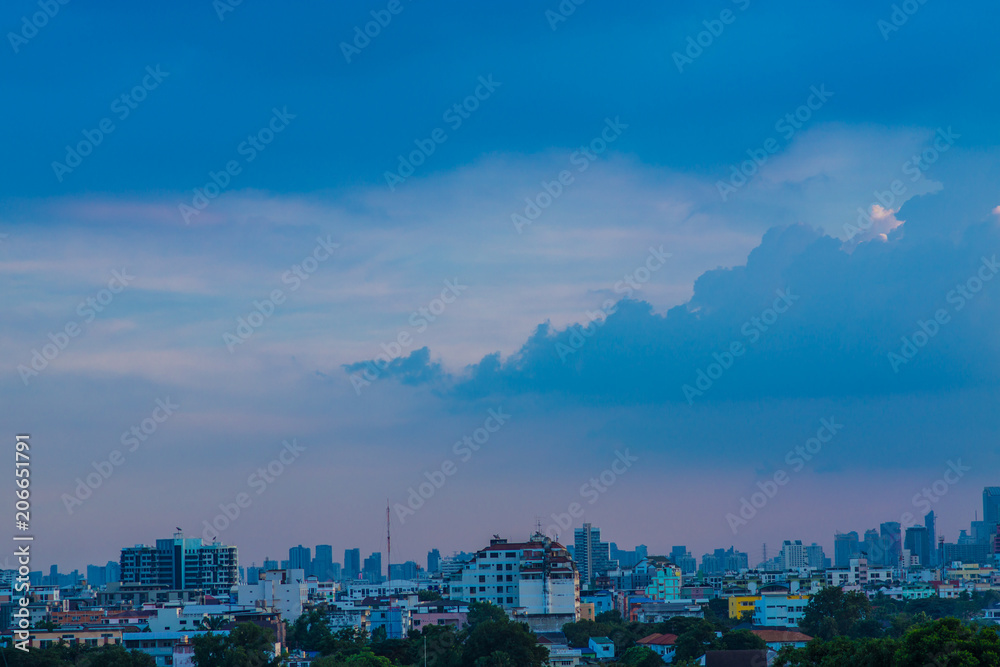 Fototapeta premium City building silhouette sunset metropolitan background