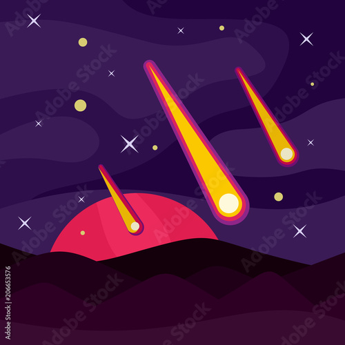Meteorite asteroid space banner concept. Flat illustration of meteorite asteroid space vector banner concept for web
