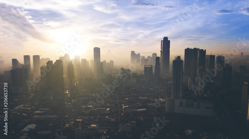 Beautiful sunrise over Jakarta city