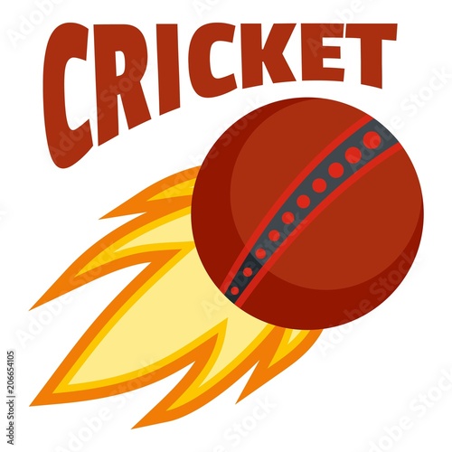 Red fire ball cricket logo. Flat illustration of red fire ball cricket vector logo for web design isolated on white background