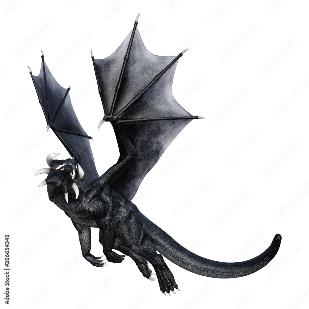 Naklejka premium 3D Rendering Fantasy Dragon on White