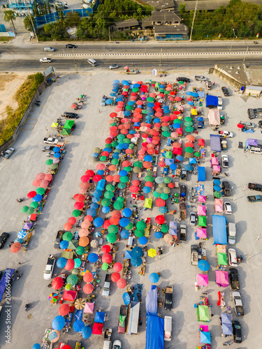 Aerial view of flea market