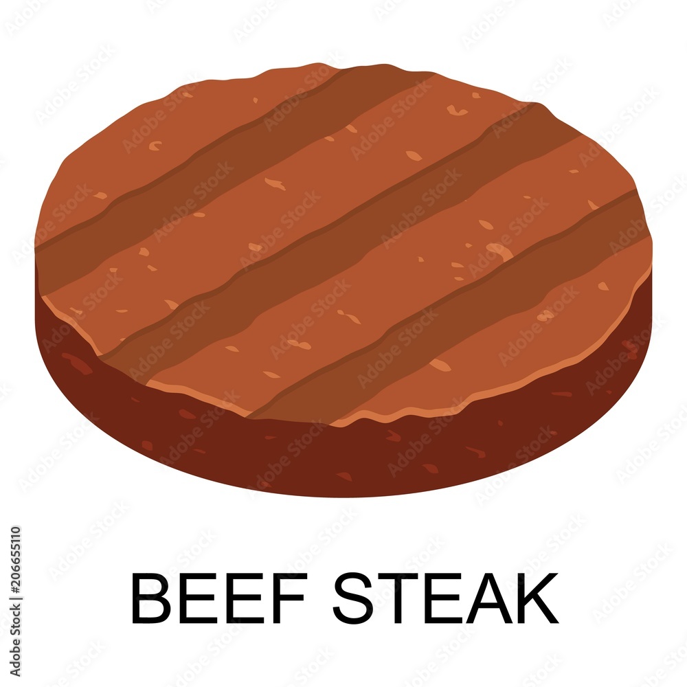 Beef steak icon. Isometric of beef steak vector icon for web design isolated on white background Beef steak icon. Isometric of beef steak vector icon for web design isolated on white background