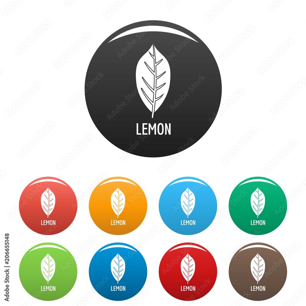Lemon leaf icon. Simple illustration of lemon leaf vector icons set color isolated on white