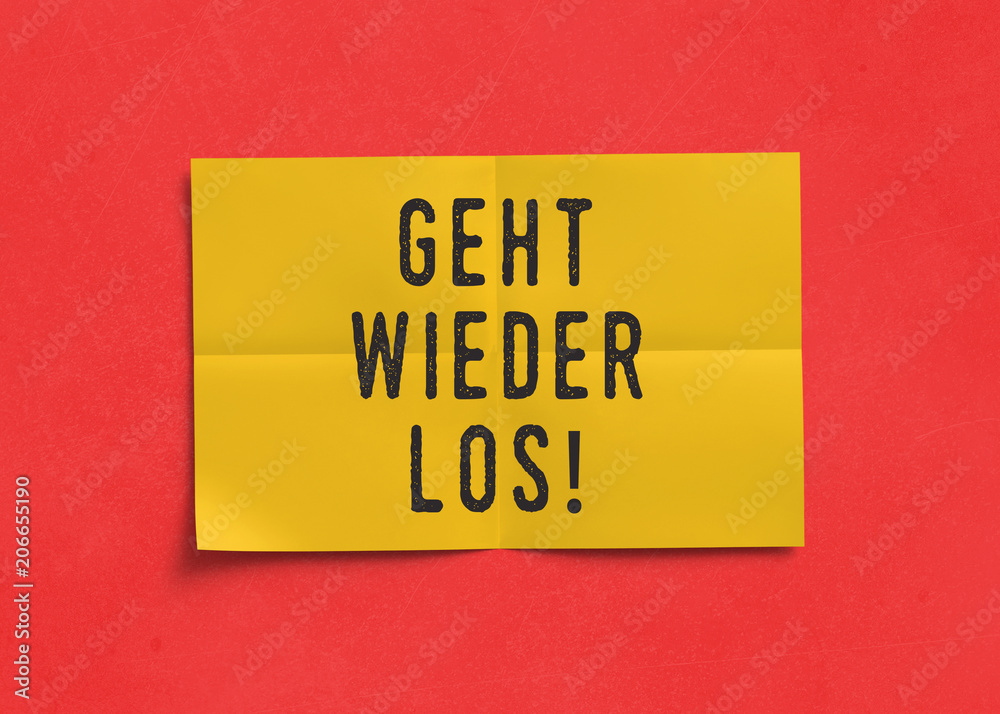 Geht wieder los! Message, Papier, Texturhintergrund Geht wieder los! Message, Papier, Texturhintergrund