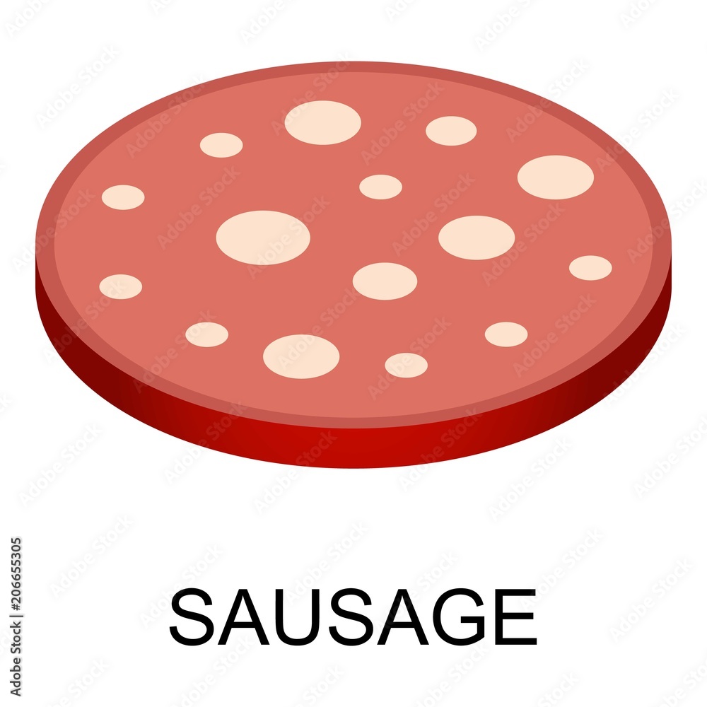 Sliced sausage icon. Isometric of sliced sausage vector icon for web design isolated on white background Sliced sausage icon. Isometric of sliced sausage vector icon for web design isolated on white background