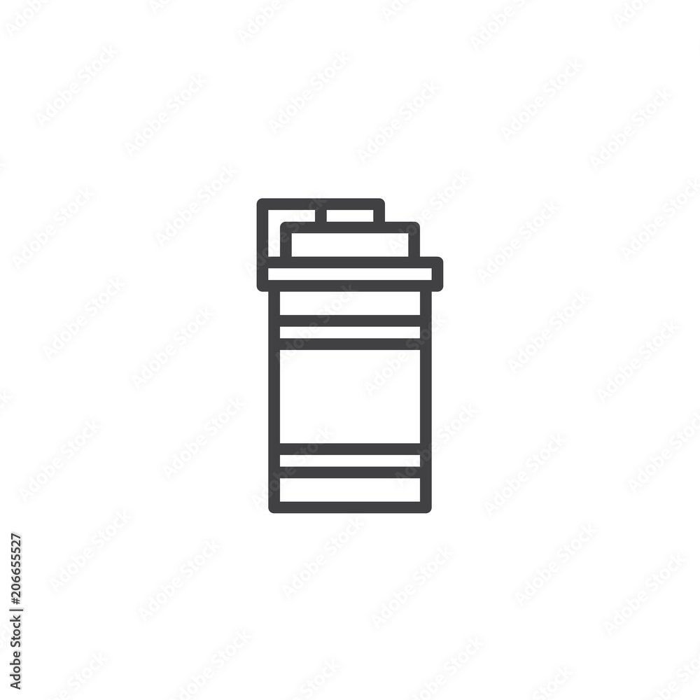 Fitness bottle outline icon. linear style sign for mobile concept and web design. Shaker bottle simple line vector icon. Symbol, logo illustration. Pixel perfect vector graphics Fitness bottle outline icon. linear style sign for mobile concept and web design. Shaker bottle simple line vector icon. Symbol, logo illustration. Pixel perfect vector graphics