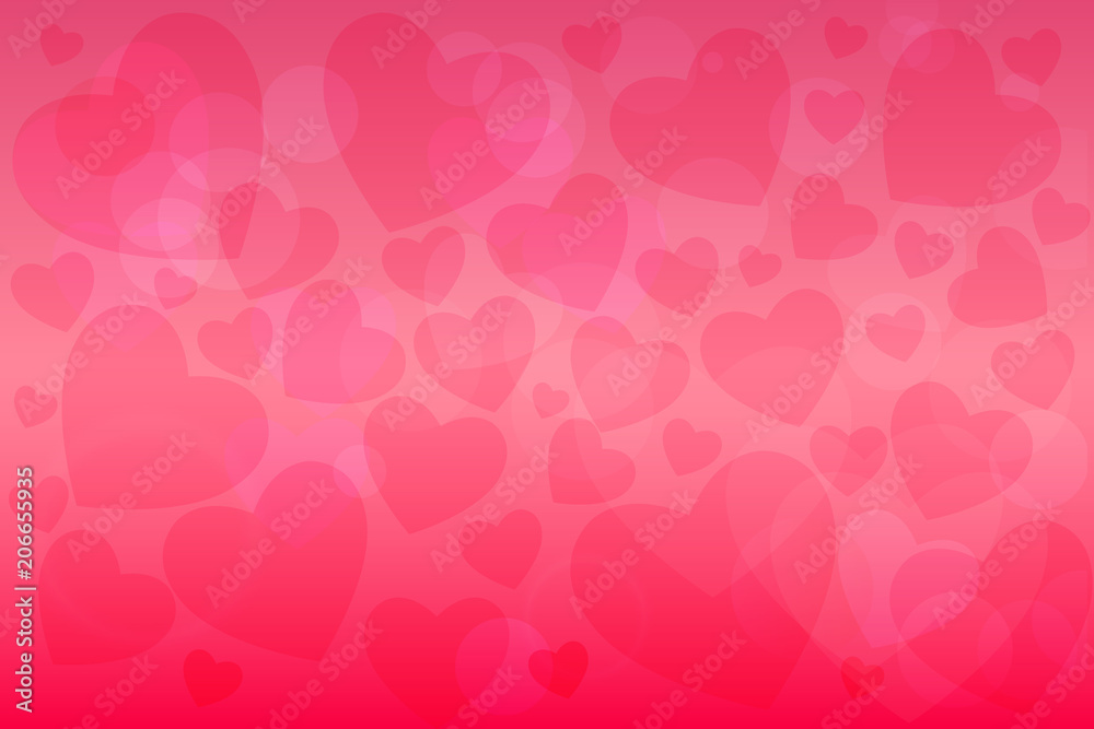 Valentine's day pink background with hearts. Vector illustration.