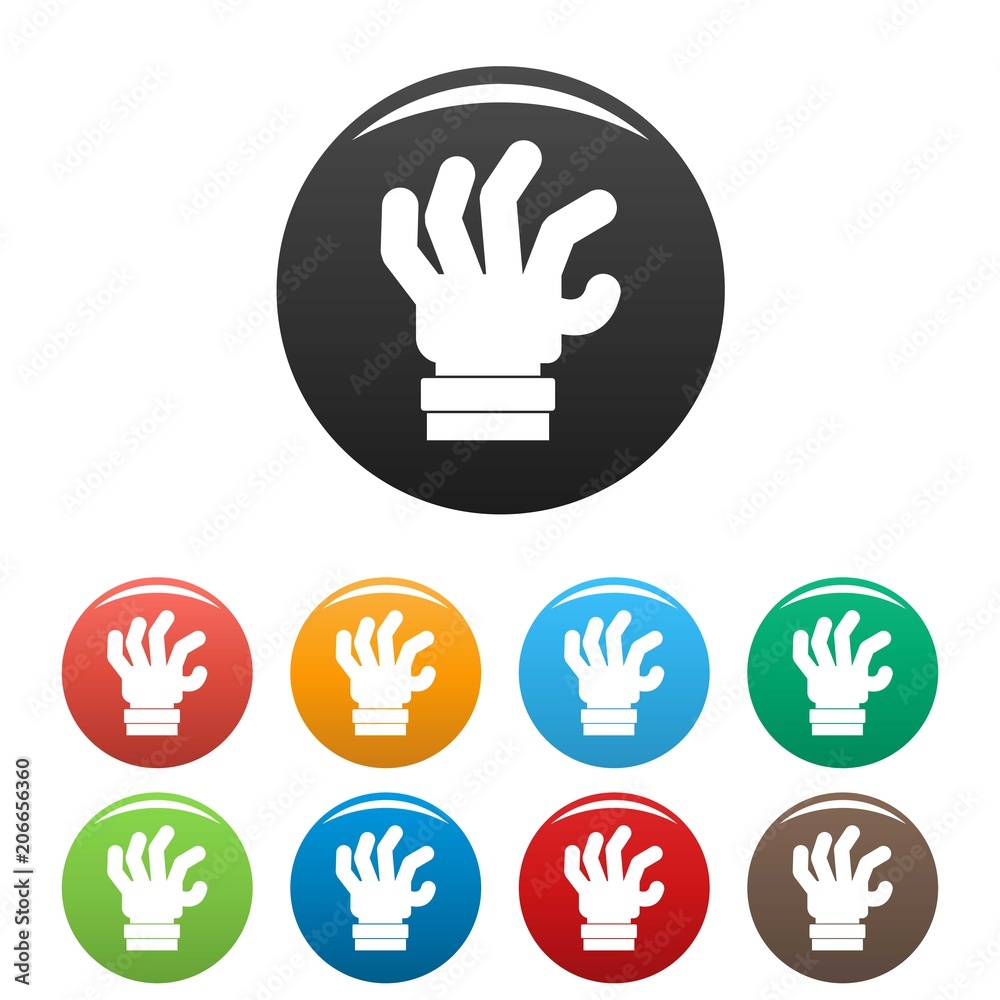 Hand fear icon. Simple illustration of hand fear vector icons set color isolated on white Hand fear icon. Simple illustration of hand fear vector icons set color isolated on white