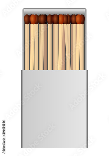 Open matchbox mockup. Realistic illustration of open matchbox vector mockup for web design isolated on white background