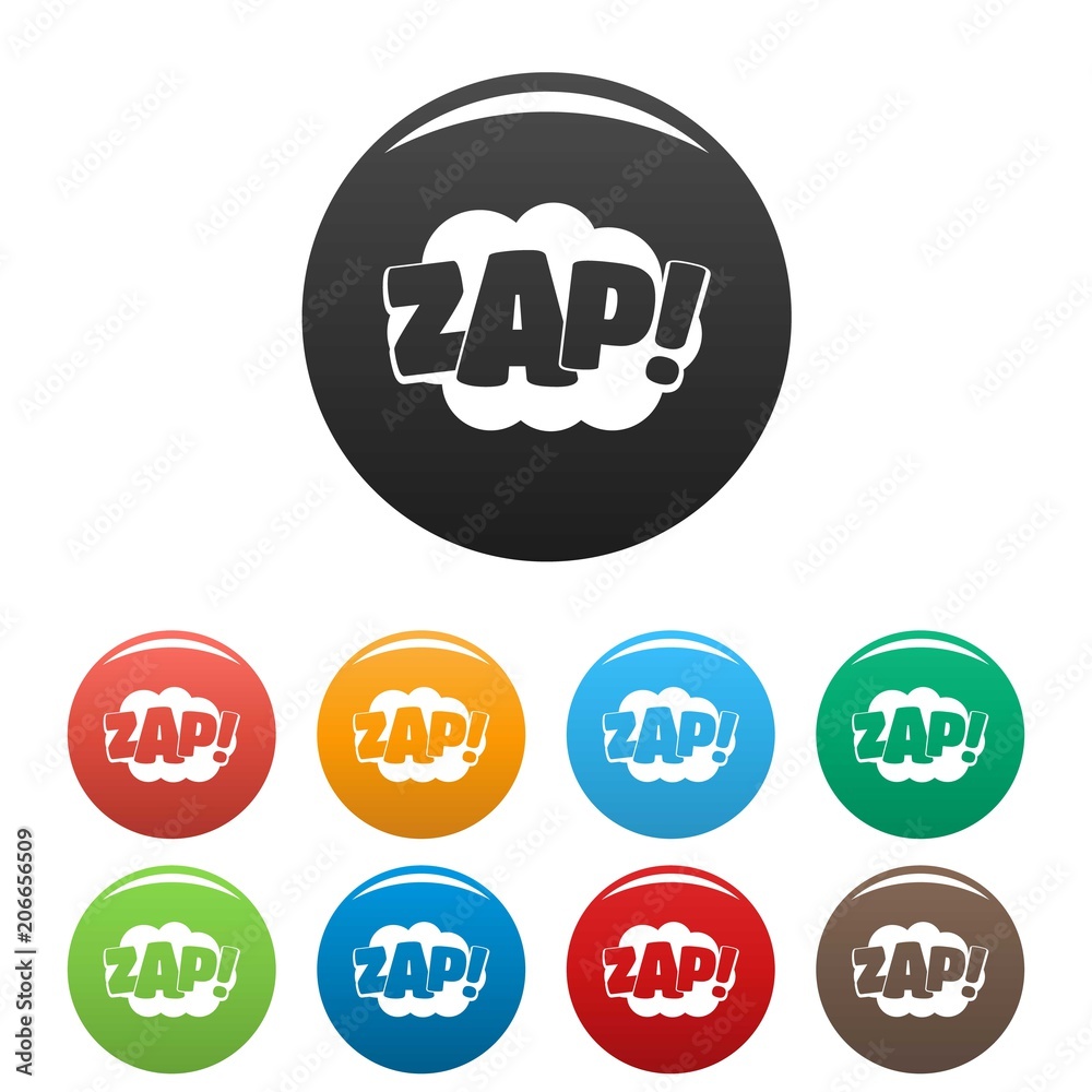 Comic boom zap icon. Simple illustration of comic boom zap vector icons set color isolated on white