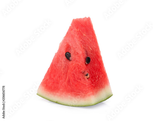 sinlge sliced fresh watermelon isolated on white background