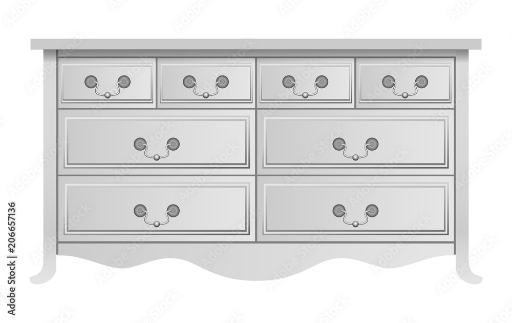 Fototapeta premium Makieta białej szafki nocnej. Realistyczna ilustracja makieta wektor biały stolik nocny do projektowania stron internetowych na białym tle