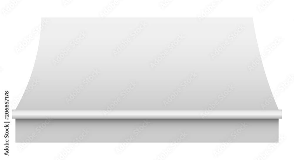 White awning mockup. Realistic illustration of white awning vector mockup for web design isolated on white background White awning mockup. Realistic illustration of white awning vector mockup for web design isolated on white background